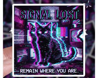 Señal perdida Espacio liminal Backrooms Gato, pegatina de gato de 7,6 cm y 10,1 cm, pegatina de gato, regalo para ella, regalo para él