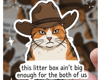 Cowboy Katze, diese Katzentoilette ist nicht groß genug für uns beide, Katzenaufkleber, Geschenk für sie, Geschenk für ihn