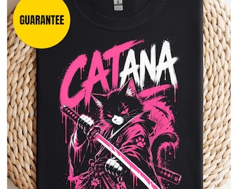 Koszulka z fajnym kotem CAT-ANA - unisexowa koszulka w stylu softstyle, zabawna, słodka koszulka z kotem, prezent dla miłośnika kotów, koszulka dla mamy kota, koszulka dla taty kota