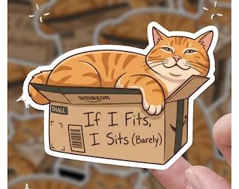 Wenn ich passe, sitzte ich (kaum) Lustiger Katzen Aufkleber, Katzen Aufkleber, Geschenk für Sie, Geschenk für Ihn