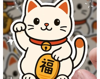 Chinesische Glückskatze, Süßer Katzenaufkleber (Maneki-neko)