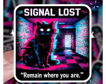 Pegatina de gato liminal de Signal Lost Backrooms, 7,6 cm y 10,1 cm, pegatina de gato, regalo para ella, regalo para él