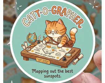 Catt-ographer Kartograph Lustige Katze, Lustiger Katzenaufkleber, Geschenk für Sie, Geschenk für Ihn