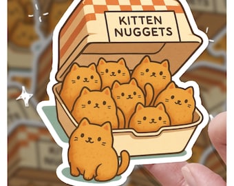 Kätzchen Nuggets Aufkleber - Lustiger süßer Katzenfutter-Parodie-Vinyl-Aufkleber für Katzenliebhaber
