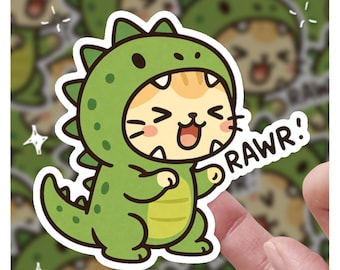 Dino Katze, lustige Katzenaufkleber, Katzenaufkleber, Katzenaufkleber, Geschenk für sie, Geschenk für ihn