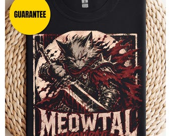 Koszulka Meowtal Kombat Beserk Parody Cool Cat - Unisex Softstyle T-shirt, zabawny, słodki T-shirt z kotem, prezent dla miłośnika kotów, koszulka dla mamy kota, koszulka dla taty kota