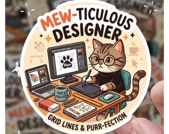 Mew-ticcious Designer Lustige Katze, Lustiger Katzenaufkleber, Katzensticker, Katzensticker, Geschenk für Sie, Geschenk für Ihn