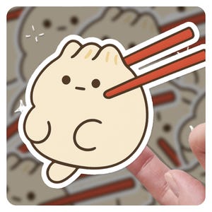 Sticker boulette mignonne – Sticker vinyle Kawaii Bao Bun, sticker personnage nourriture rigolote, cadeau Dim Sum potelé