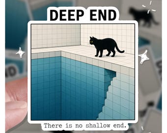 Deep End (Es gibt kein Shallow End) Limal Spaces Backrooms Cat, Pool Räume 3 "& 4" Katzenaufkleber, Katzenaufkleber, Geschenk für sie, Geschenk für ihn