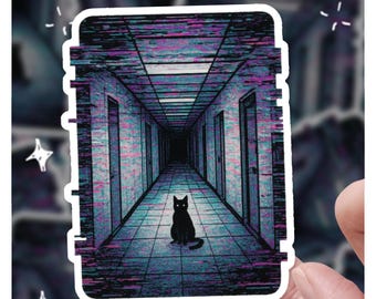 Glitch Backrooms Office Cat, pegatina de gato
