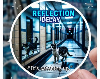 Retraso de reflexión, pegatina de gato de 3" y 4", pegatina de gato, regalo para ella, regalo para él