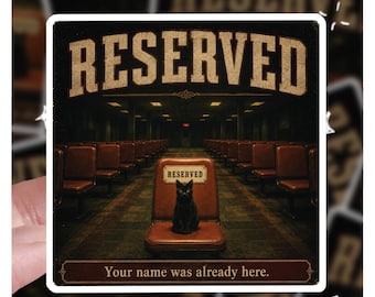 Liminal Space Waiting Room Sticker | Haunted Reserved Seat Decal | Weirdcore Analog Horror Black Cat Sticker, Creepy Void Cat Art, Eerie Cat