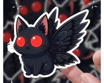 Pegatina de gato, hombre polilla