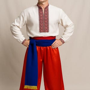 Ukrainian Cossack Sharovary Pants for Men, Ukrainian Folk Pants - 2 colors