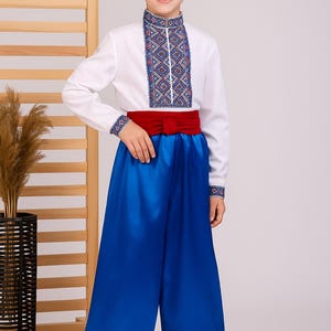 Blue Ukrainian Cossack Pants, Blue Sharovary for Boys, Ukrainian Folk Clothes, Ukrainian Boy, Ukrainian Pants