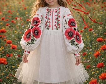 3-14YO bezauberndes Ukrainisches besticktes Kleid für Mädchen - 2 Farben
