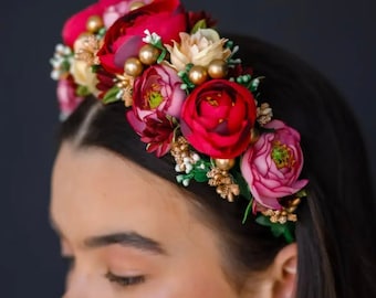 Luxury Flower Ukrainian Floral Crown, Ukrainian Headband, Ukrainian Flower Wreath, Ukrainian Folk Head Attire, Traditional Vinok