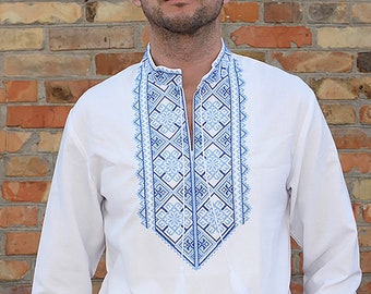 Men's Embriodered Sorochka Shirt, Ukrainian Shirt Embroidery, Folk Vyshyvanka for Men, Embroidered Shirt, Ukraininan Vishivanka