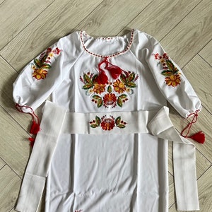 XS-6XL Traditional Ukrainian Embroidered Dress in Petrykivka Style, Folk Slavic Dress with Floral Embroidery, Vyshyvanka Dress for Women