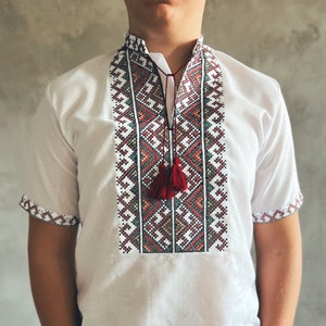 XS-5XL Short Sleeve Embriodered Vyshyvanka for Men, Ukrainian Shirt for Summer, Sorochka Shirt