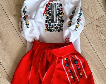 3-12YO Ukrainisches Traditionelles Kostüm mit Vyshyvanka für Mädchen, Nationale Traditionelle Ukrainische Volkskostüm, Mädchen Ukraininan Outfit Set