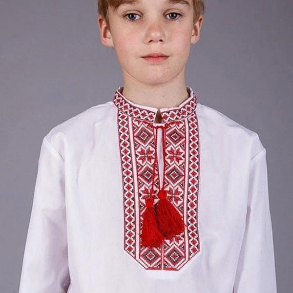 2-15YO Ukrainian Embriodered Boys Shirt, Ukrainian Boys Sorochka Embroidery, Vyshyvanka for Boys, Embroidered Boys Shirt, Vishivanka Boy