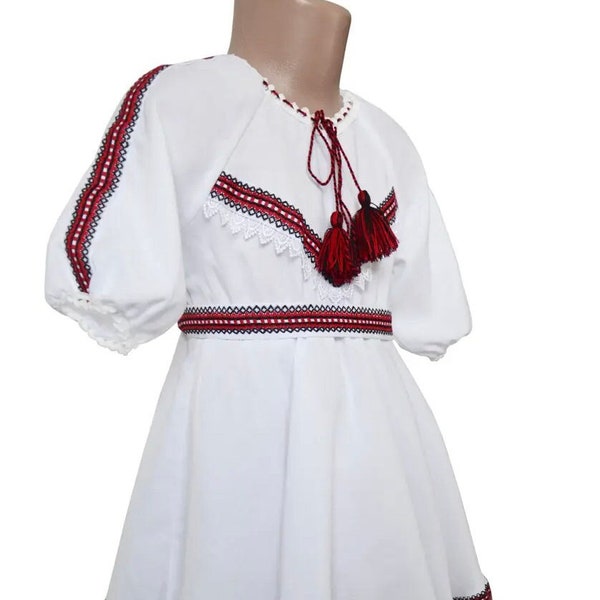 Robe d'été ukrainienne à manches courtes pour enfants, robe de fille traditionnelle brodée, robe vyshyvanka de broderie ukrainienne