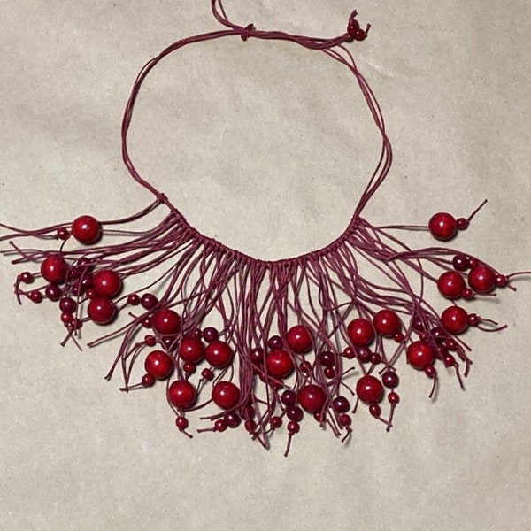 Exklusive Moderne Rot Ukrainisch Namysto, Holzperlen Halskette, Ukrainische Halskette, Folk Nouveau Style Halskette Namysto, Ukrainischen Geschenk