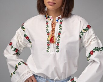 Elegant Boho Blouse with Floral Embroidery, Stylish Embroidered Ukrainian Blouse, Folk Ukrainian Shirt, Vyshyvanka Blouse