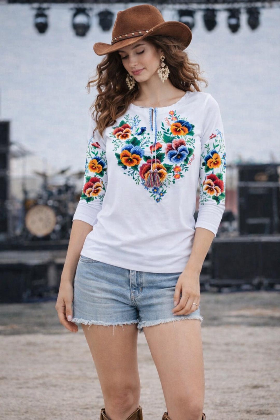 S-4XL Romantic Ukrainian Vyshyvanka Blouse With Forget-me-not