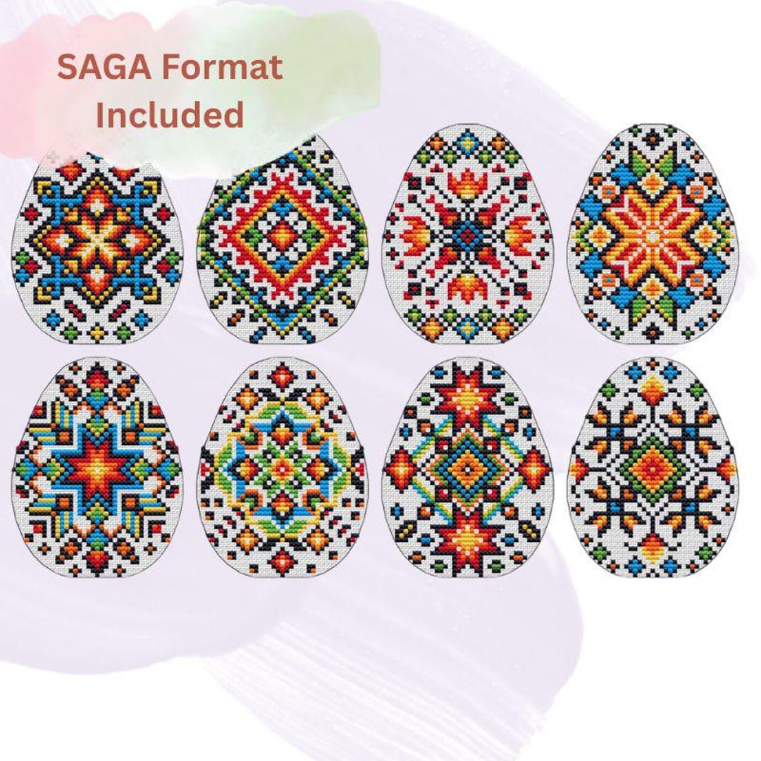 Ukrainian Pysanka Easter Egg Embroidery Pattern Set – Cross Stitch PDF ...