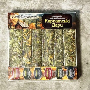 Gift Set - 6 Blends of Traditional Organic Ukrainian Tea Gathered in Carpathians, Ukrainian Gift, Herbal Tea Ukraine