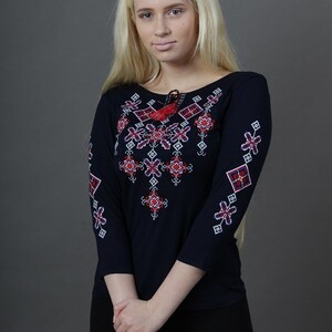 S-4XL Modern Bohemian Style Embroidered Blouse, Modern Vyshyvanka, Folk Noveau Ukrainian Shirt, Ethnic Boho Blouse