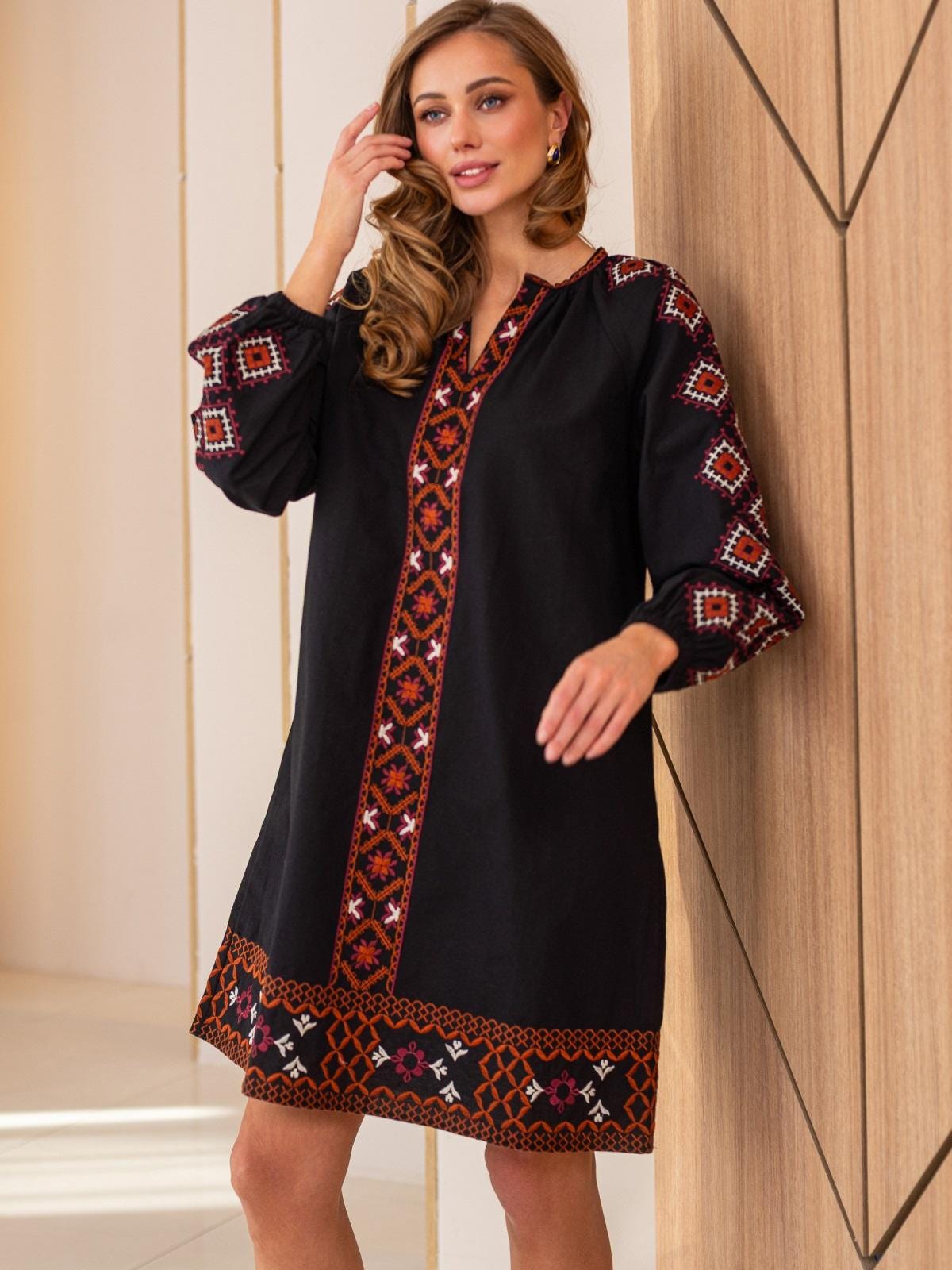green emerald velvet dress Cabana Life Women's Embroidered Tunic Dress, Small main image 0