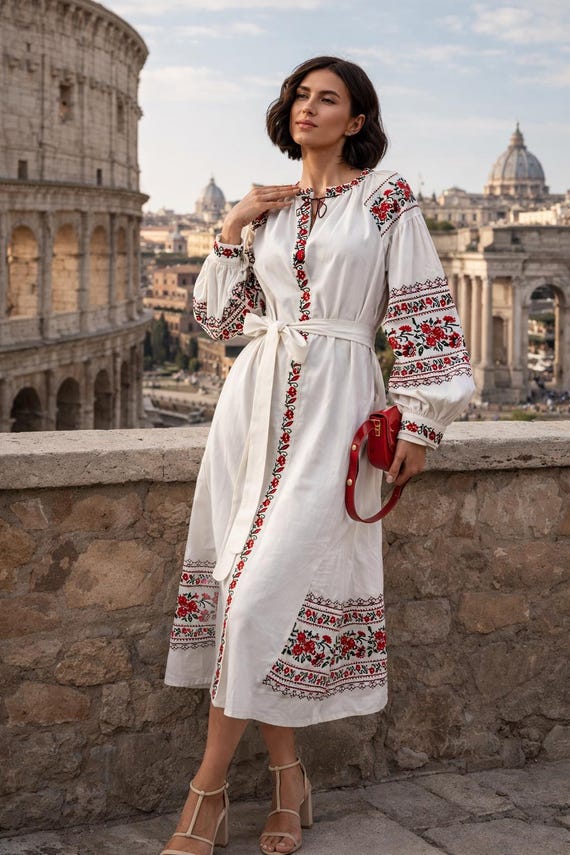 Boho Ukrainian Embroidered Dresses National Ukraine Clothing,Ukraine Gift,Ukraine  Embroidered Dress