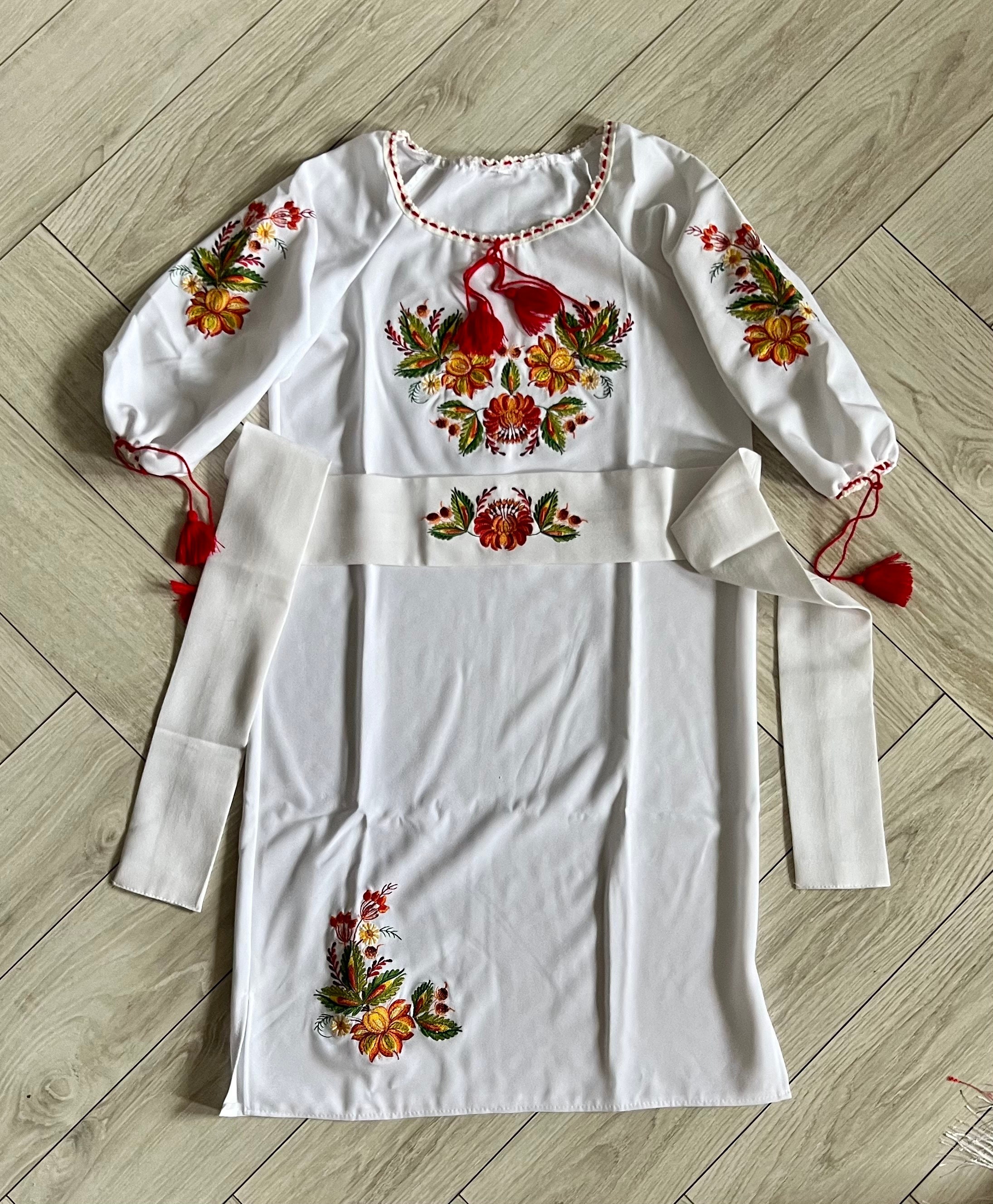 XS-6XL Traditional Folk Slavic Dress with Floral Embroidery XS