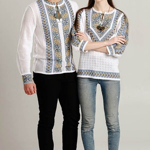 Summer Crochet Knit Vyshyvanka for Men with Tryzub, Ukrainian Shirt for Man, Embriodered Ukrainian Sorochka Shirt image 3