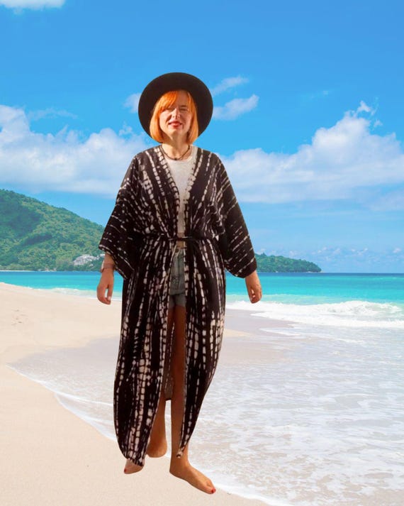 Vestaglia estiva tie-dye, abito lungo da casa, abbigliamento