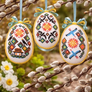 Ukrainian Pysanka Easter Egg Embroidery Pattern Set – Cross Stitch PDF ...