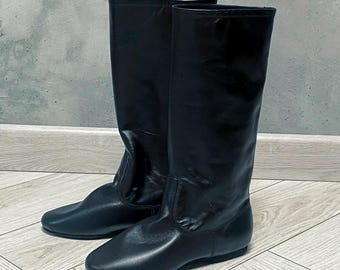 Traditional Black Leather Ukrainian Boots for Men and Kids | Folk Dance Costume Essential, Ukrainian Dancing Boots, Cossac Boots