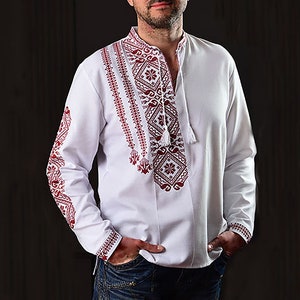 XS-5XL Men&#39;s Embriodered Sorochka Shirt with Embroidery, Modern Vyshyvanka for Men, Embroidered Shirt, Ukraininan Vishivanka - 2 Colors