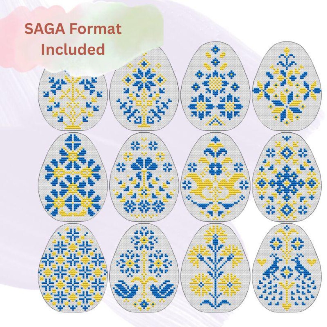 Ukrainian Pysanka Easter Egg Embroidery Pattern Set – Traditional ...
