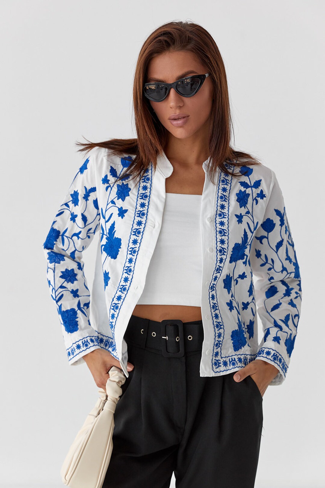 Embroidered White Summer Boho Jacket for Women High Quality Jacket With Floral Embroidery Crop Top Jacket Cropped Boho Open Blazer Etsy