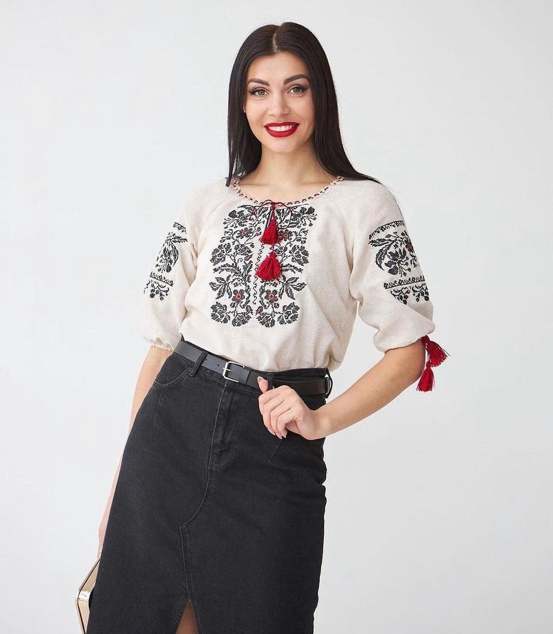 XXS-5XL Gorgeous Linen Ukrainian Embroidered Blouse, Elegant Vyshyvanka ...