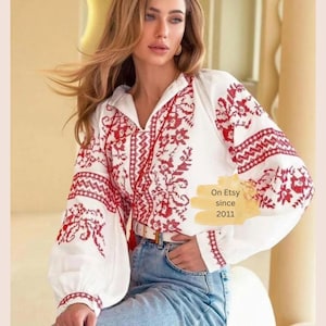 A Tribute to Ukrainian Elegance - Elegant Vyshyvanka for Women with Traditional Slavic Embroidery