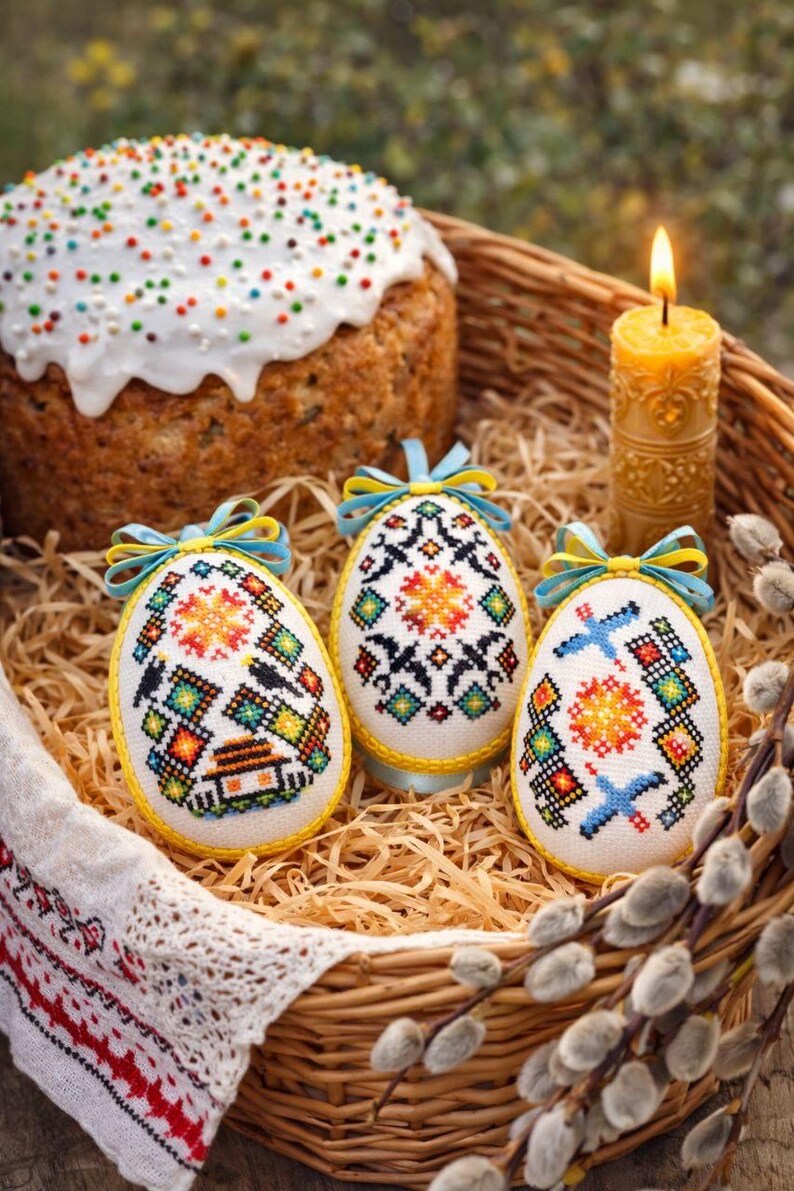Ukrainian Pysanka Easter Egg Embroidery Pattern Set – Cross Stitch PDF ...