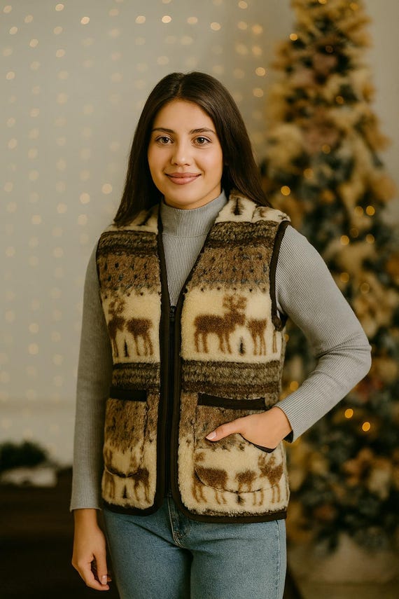 新品【Ameri VINTAGE】MOUTON LIKE KNIT VEST Knit Vest With Select Mongolian Shearling Lamb Trim (tg)