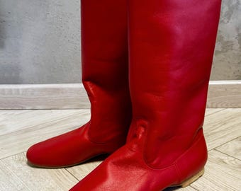 Traditional Red Leather Ukrainian Boots for Men and Kids | Folk Dance Costume Essential, Ukrainian Dancing Boots, Cossac Boots