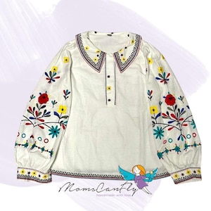 Bohemian Style Embroidered Blouse, Summer Resourt Top for Women, Folk Nouveau Shirt, Embroidered Vyshyvanka