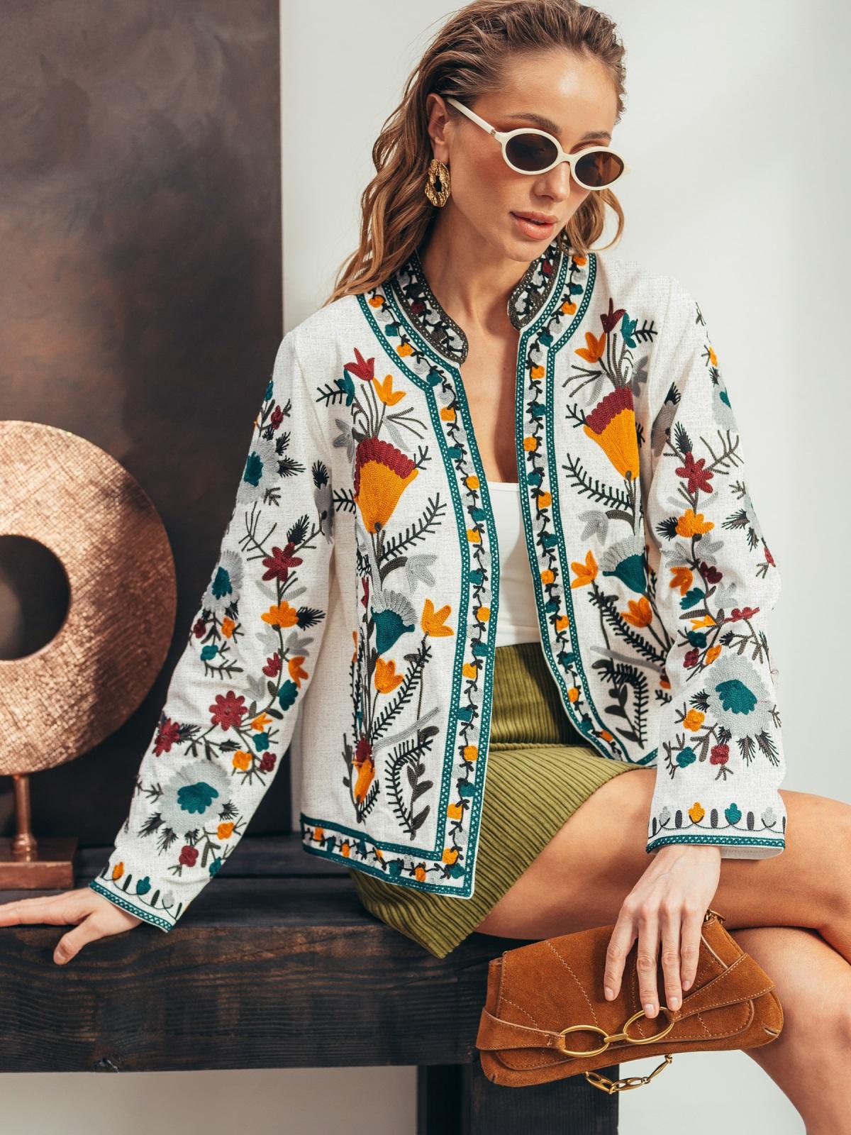 Embroidered Floral Summer Boho Jacket for Women, High Quality